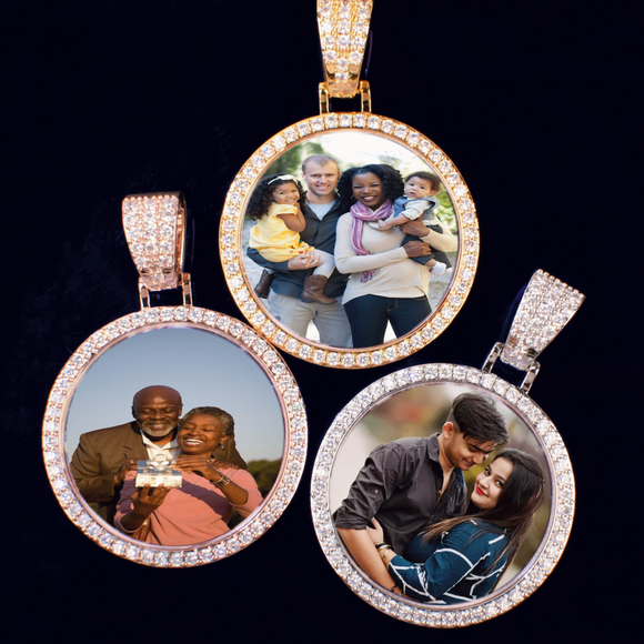 Smaller size Custom Made Photo Circle Necklace & Pendant Hip Hop.