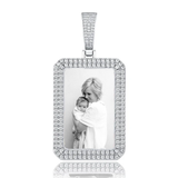 Double Layer Cubic Zircons Custom Photo Rectangle Necklace Hip-Hop