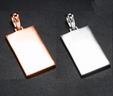 New custom Plain rectangle Custom Made Photos Pendant Necklace. 3 chain types available
