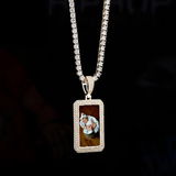 Double Layer Cubic Zircons Custom Photo Rectangle Necklace Hip-Hop