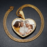 Large Heart Custom Picture Memory Photo Hip Hop Heart Necklace #2
