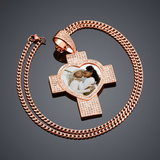 Heart Cross Custom Photo Memory Pendant Personalized Cubic Zircon Chains Hip Hop Jewelry