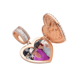 Custom made Heart-shaped Photo Locket Iced Zircon Cubic Zirconia Pendant Hip Hop Jewelry