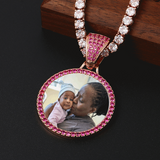 Smaller size Custom Made Photo Pendant with colored Cubic Zircon