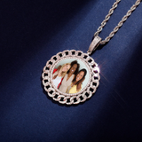 Cuban Surround Custom Photo Round Pendant and Necklace