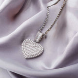 Custom made Heart-shaped Photo Locket Iced Zircon Cubic Zirconia Pendant Hip Hop Jewelry