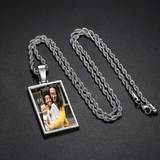 Custom Made Plain rectangle  Photos Pendant Necklace. 3 chain types available