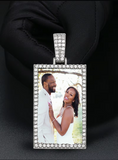 Rectangle Custom Made Photo Medallion Pendant Necklace With AAA Cubic Zircon