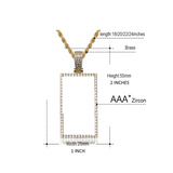 Rectangle Custom Made Photo Medallion Pendant Necklace With AAA Cubic Zircon