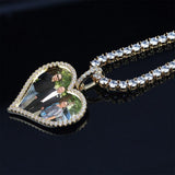 Custom Large size Photo Heart Necklace & Pendant Cubic Zircon Hip hop Jewelry