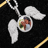 New Angel Wings Memory Pendant, Custom Photo Pendant and Necklace LARGE