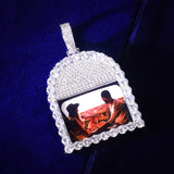 Custom made Remembrance Picture Pendant SMALL Memorial Shape, Hip Hop Iced Out