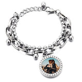 Photo Bracelet SILVER ROUND Multilayer,  round ball charms