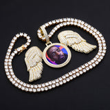 New Angel Wings Memory Pendant, Custom Photo Pendant and Necklace LARGE