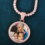 Smaller size Custom Made Photo Circle Necklace & Pendant Hip Hop.