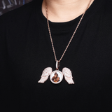 New Angel Wings Memory Pendant, Custom Photo Pendant and Necklace LARGE