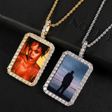 Custom Photo Large Rectangle Necklace & Pendant Cubic Zircon Hip hop Jewelry #2