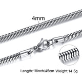 Snake Chains Width 2/3/4mm Round Snake Chain Necklace Stainless Steel Chain