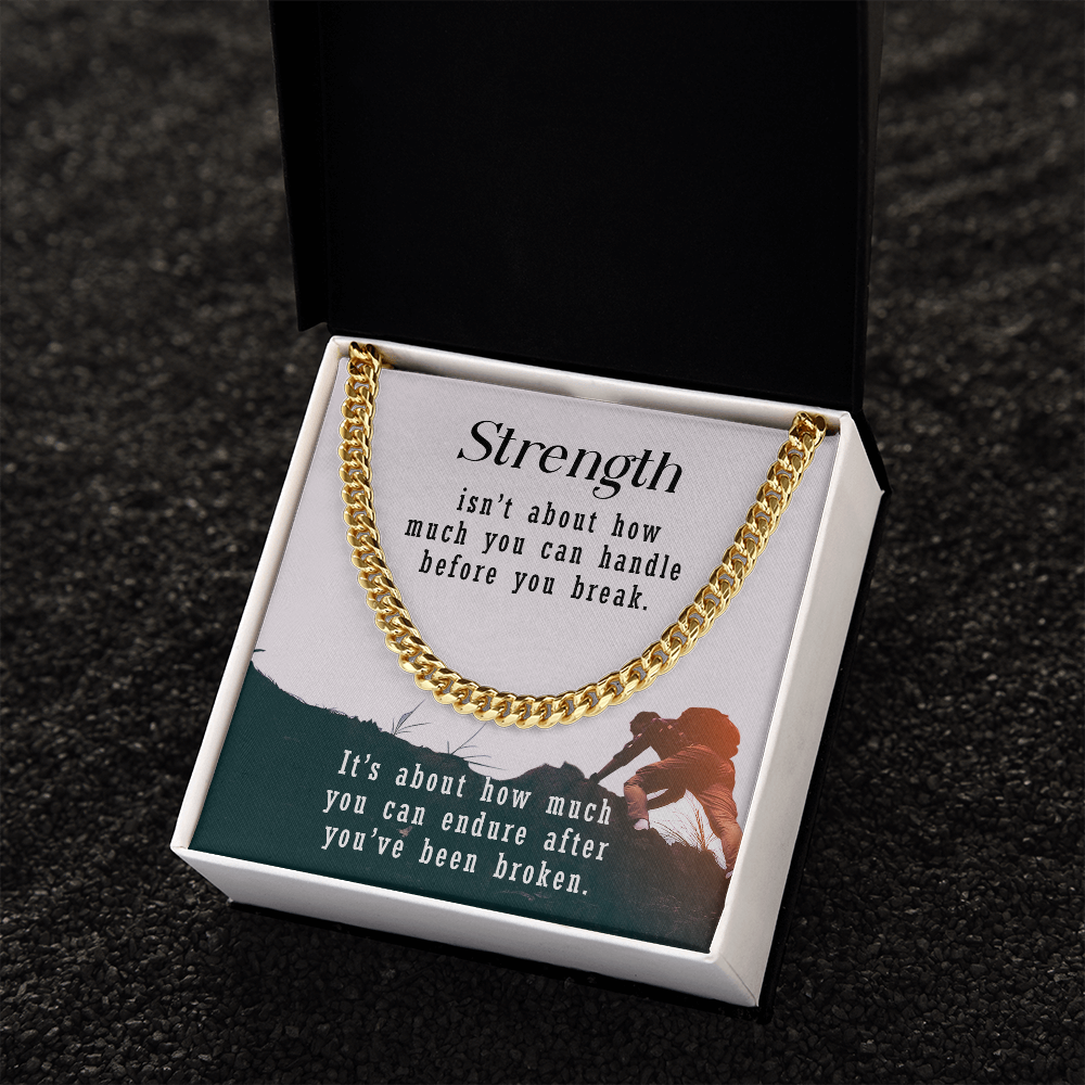Cuban Chain with personalized message card.  Strength....
