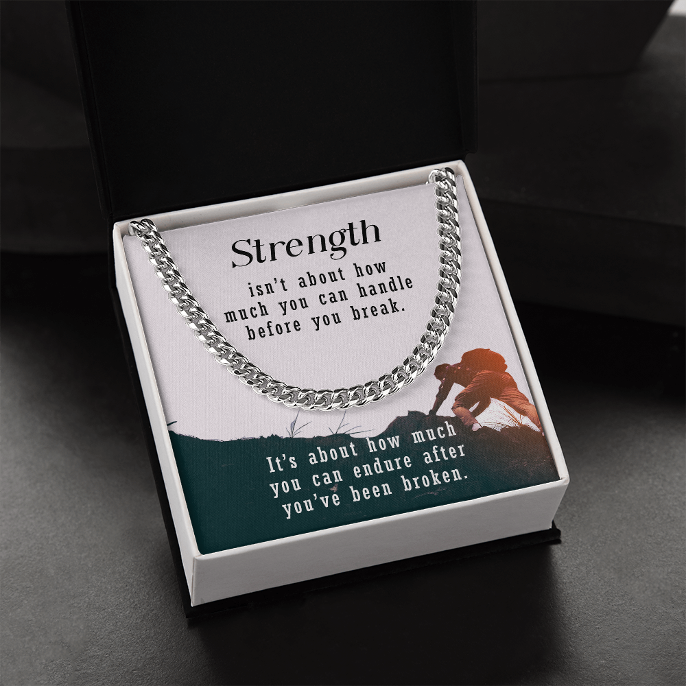 Cuban Chain with personalized message card.  Strength....