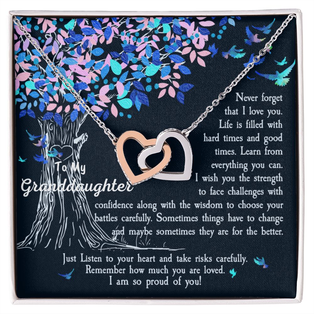 Granddaughter Double Interlocking Gold Hearts Necklace Gift #2