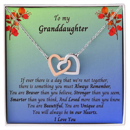 Granddaughter Double Interlocking Gold Hearts Necklace Gift