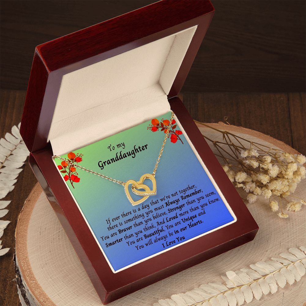 Granddaughter Double Interlocking Gold Hearts Necklace Gift