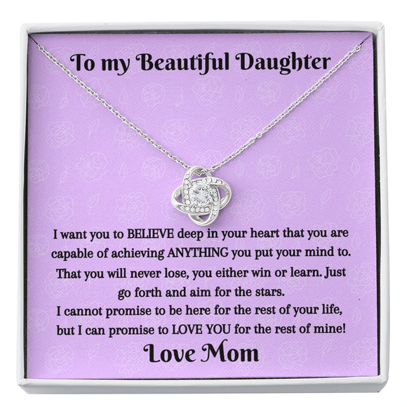 To my Beautiful Daughter - Love Knot Necklace, Win or Learn