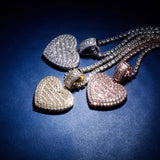 Custom made Heart-shaped Photo Locket Iced Zircon Cubic Zirconia Pendant Hip Hop Jewelry