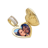 Custom made Heart-shaped Photo Locket Iced Zircon Cubic Zirconia Pendant Hip Hop Jewelry