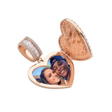 Custom made Heart-shaped Photo Locket Iced Zircon Cubic Zirconia Pendant Hip Hop Jewelry